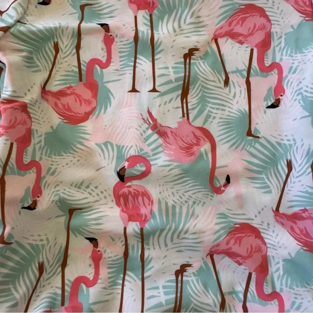 Ruffle Butts Kids Flamingo Print One Piece Rash Guard Swimwear Size 12-18 M